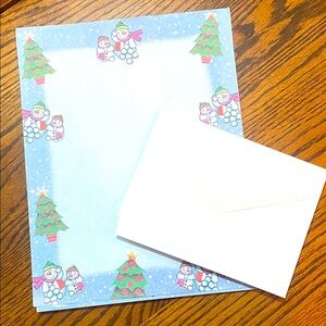 Festive Snowman Christmas Tree Holiday Stationery Set 24 Sheets 20 Envelopes